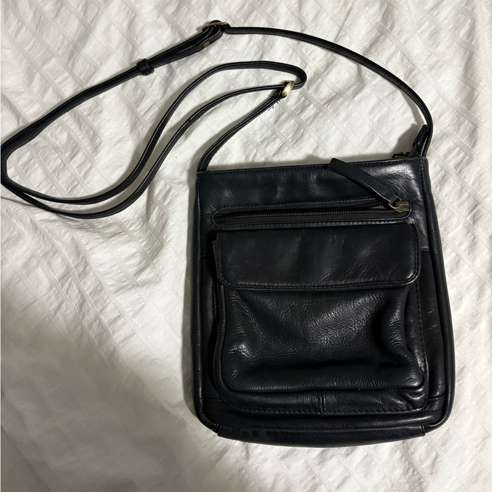 Derek Alexander Black Leather Crossbody Bag